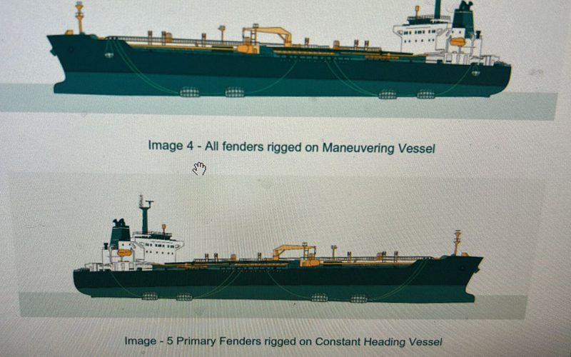 fender rigged on vessel