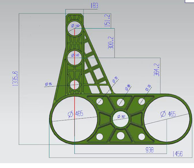Drawing of 450mm cage bracket